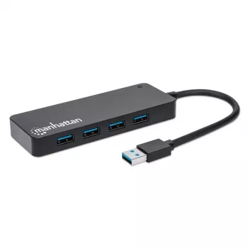 Manhattan USB-A 4-portowy hub, 4x porty USB-A, 5 Gbps (USB 3.2 Gen1 znany też jako USB 3.0), zasilany przez USB (nie wymaga zewnętrznego zasilacza), odpowiednik ST4300PBU3 i ST4300MINU3B