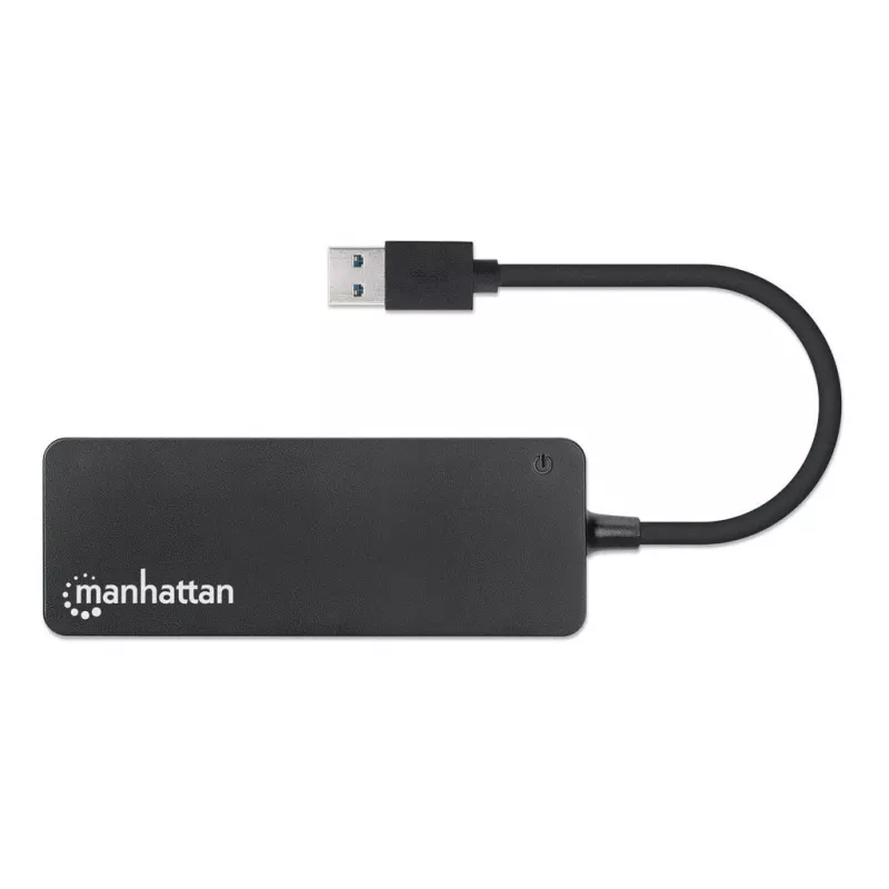 Manhattan USB-A 4-portowy hub, 4x porty USB-A, 5 Gbps (USB 3.2 Gen1 znany też jako USB 3.0), zasilany przez USB (nie wymaga zewnętrznego zasilacza), odpowiednik ST4300PBU3 i ST4300MINU3B