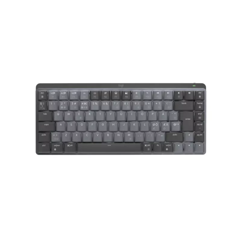 LOGITECH Mx Mechanical Mini Minimalistyczna bezprzewodowa podświetlana klawiatura - grafitowa, cicha dotykowa, QWERTY, układ nordycki