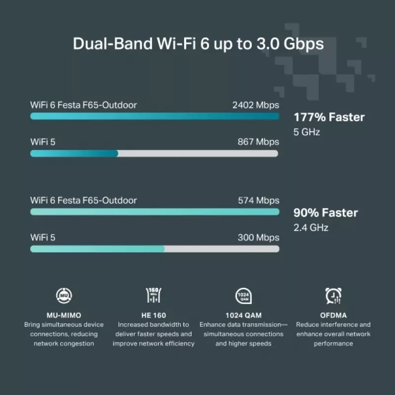 TP-Link Festa F65-Outdoor 3000 Mbit/s biały Power over Ethernet (PoE)