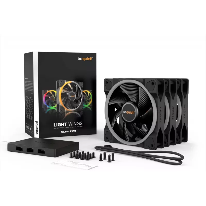 be quiet Light Wings 120 mm ARGB PWM wentylator czarny 3 szt.