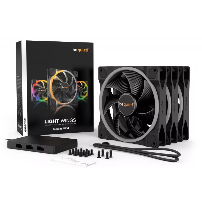 be quiet Light Wings 140mm ARGB PWM wentylator czarny 3 szt.