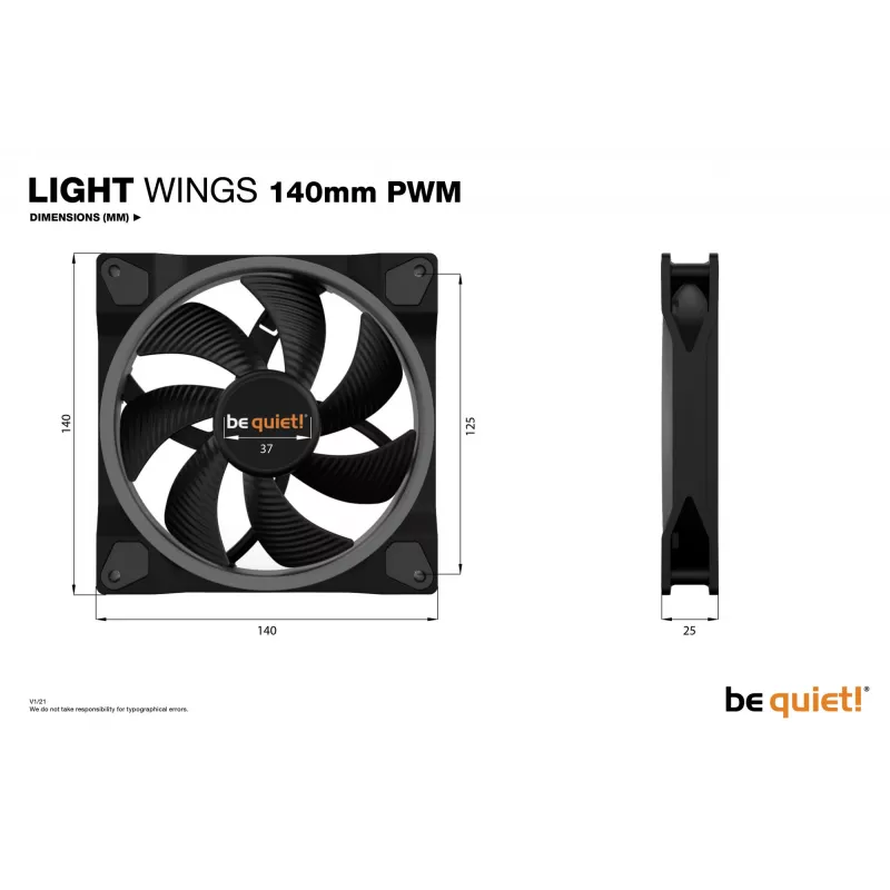 be quiet Light Wings 140mm ARGB PWM wentylator czarny 3 szt.