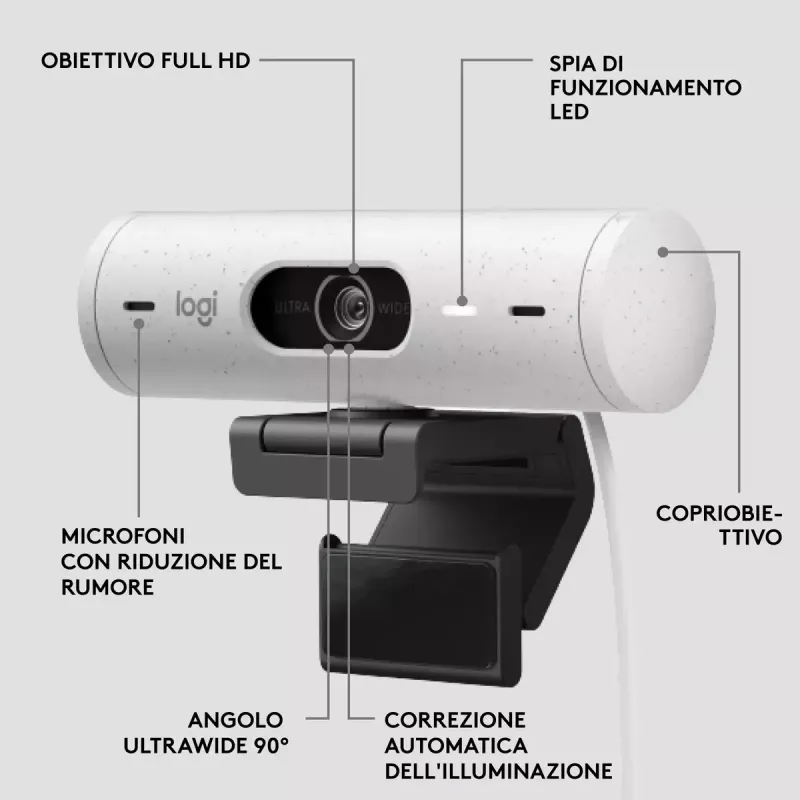 Kamera internetowa Logitech Brio 500 Full HD 4MP USB-C Biała