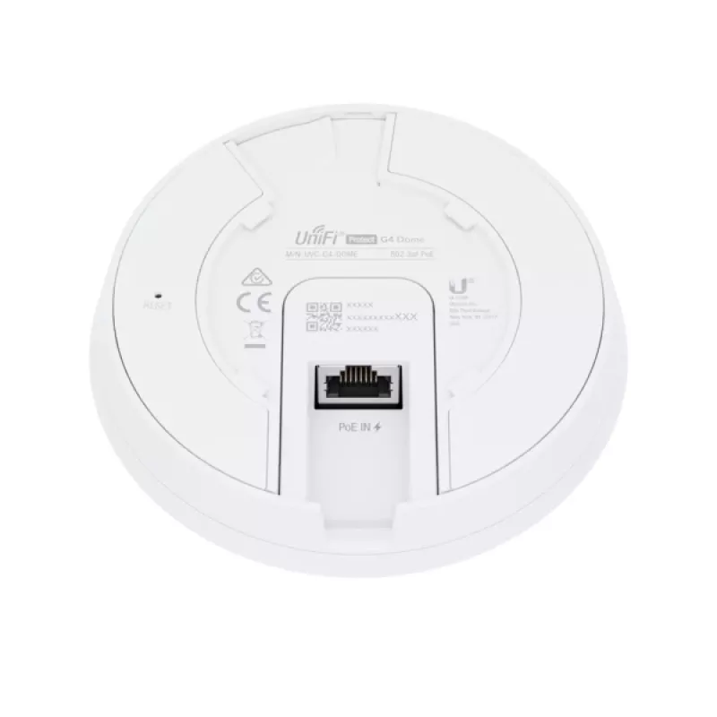 Kamera IP UBIQUITI UVC‑G4‑DOME — kopułkowa, montaż sufitowy, przewodowa, 5 MP (2688x1512), 86° w poziomie, zewnętrzna/wewnętrzna, biała