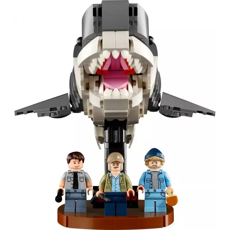 Zestaw klocków konstrukcyjnych LEGO Ideas 21350 Szczęki — 1497 elementów, 3 minifigurki, łódź i kultowy rekin, zalecany wiek 18+