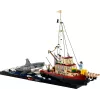Zestaw klocków konstrukcyjnych LEGO Ideas 21350 Szczęki — 1497 elementów, 3 minifigurki, łódź i kultowy rekin, zalecany wiek 18+