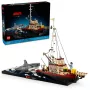 Zestaw klocków konstrukcyjnych LEGO Ideas 21350 Szczęki — 1497 elementów, 3 minifigurki, łódź i kultowy rekin, zalecany wiek 18+
