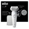 Epilator BRAUN 9-011 3D Silk-epil 9 Flex Wet & Dry — 40 pęset, bateria, masaż, Biały/Szary