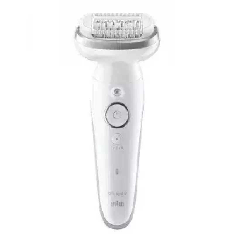 Epilator BRAUN 9-011 3D Silk-epil 9 Flex Wet & Dry — 40 pęset, bateria, masaż, Biały/Szary
