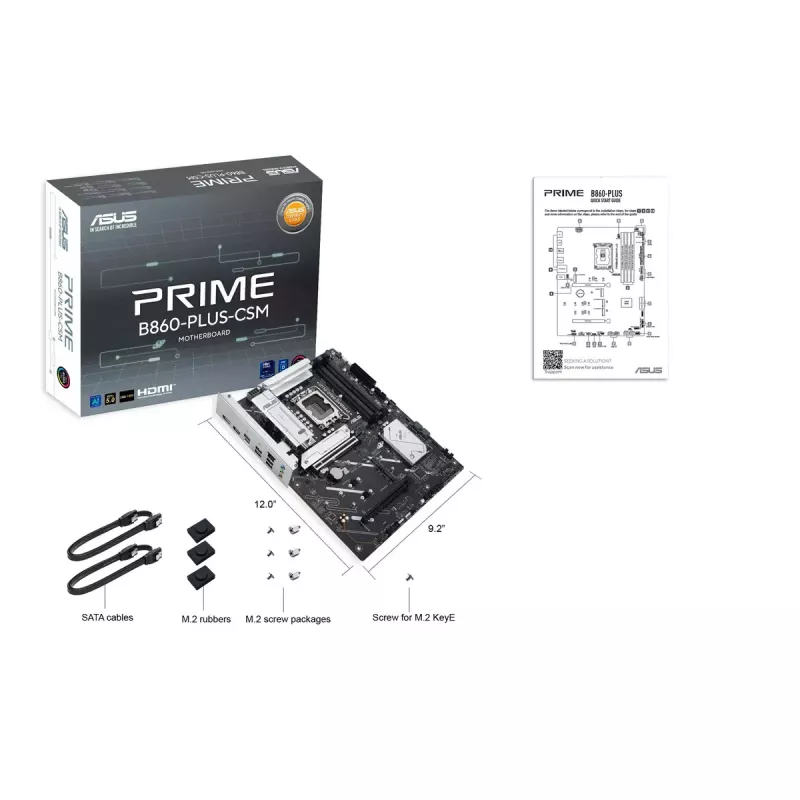 Płyta główna ASUS PRIME B860-PLUS-CSM ATX Intel B860 LGA 1851 DDR5, 4× DIMM, 256 GB, 2.5 Gb LAN, 3× M.2, USB-C