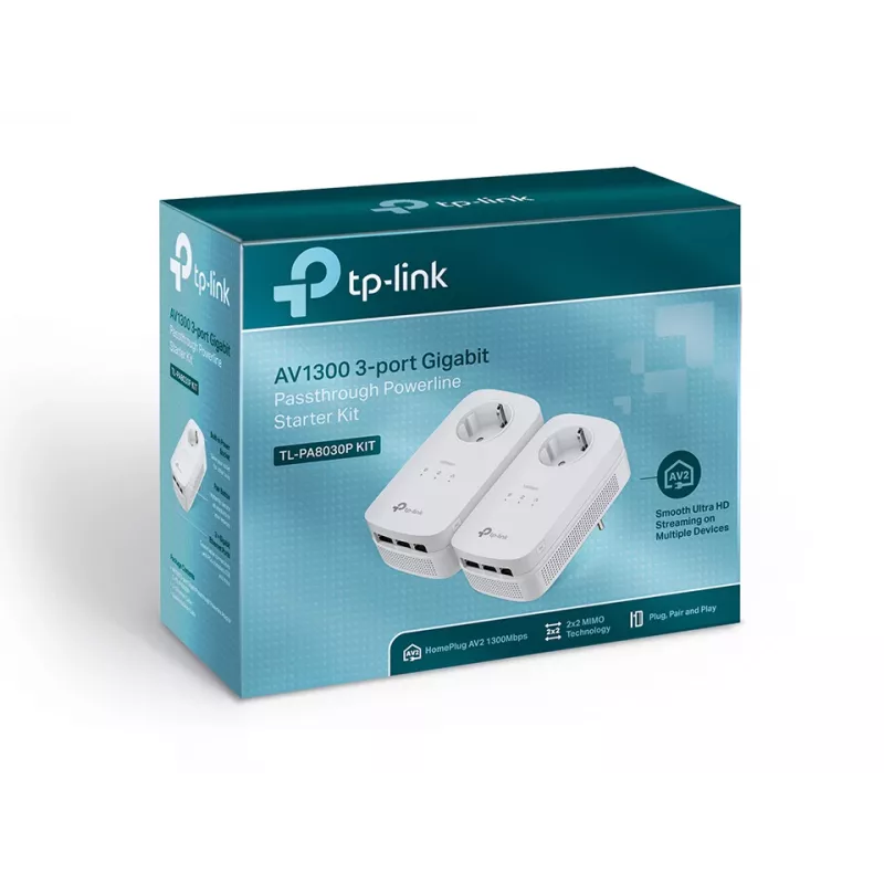 Zestaw adapterów PowerLine TP-Link TL-PA8030P KIT 1200 Mbit/s Ethernet LAN Biały 2 szt.
