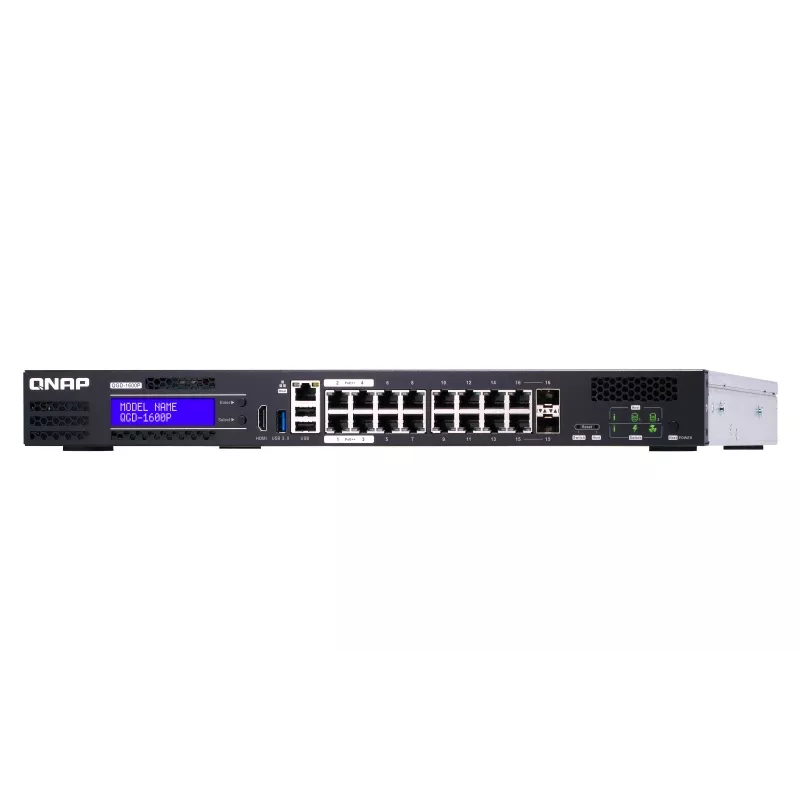 QNAP QGD-1600P Zarządzany Gigabit Ethernet (10/100/1000) Power over Ethernet (PoE) 1U Czarny, Szary