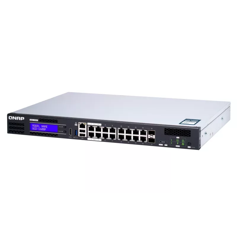 QNAP QGD-1600P Zarządzany Gigabit Ethernet (10/100/1000) Power over Ethernet (PoE) 1U Czarny, Szary