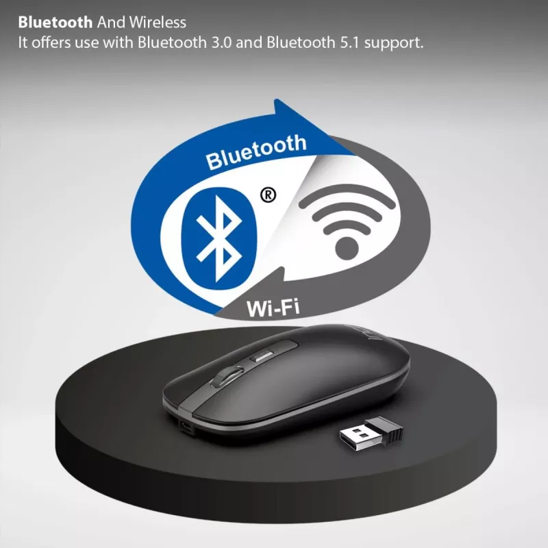 INCA Wireless mysz Iwm-531ra - Bluetooth i RF Wireless 2,4 GHz - 1600 dpi - Czarny/Srebrny