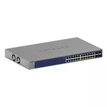 Zarządzalny przełącznik Gigabit PoE Netgear GS728TXUP — 24 × 10/100/1000 RJ-45, 128 Gbps, 1U, montaż w szafie