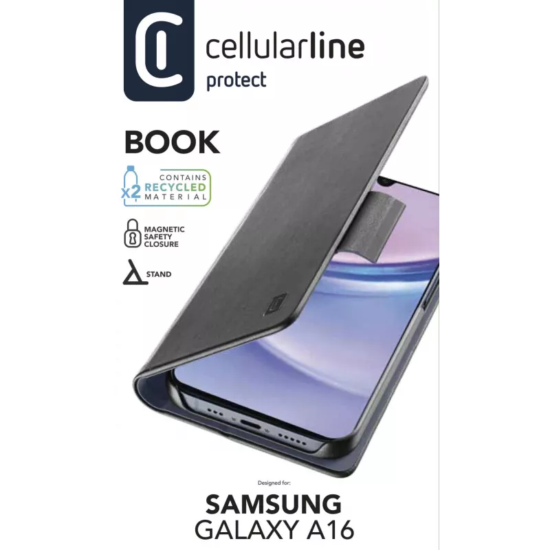 Cellularline Book - Etui Samsung Galaxy A16 typu książkowego z kieszenią na kartę i magnetycznym zapięciem