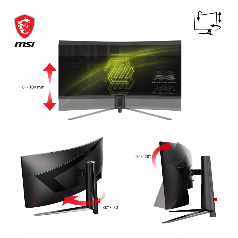 Monitor komputerowy MSI MAG 345CQRDE 86,4 cm (34 cale) 3440 x 1440 pikseli UltraWide Dual Quad HD Czarny