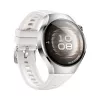 Smartwatch HUAWEI WATCH 5 — okrągła koperta ze stali nierdzewnej 42 mm, wyświetlacz AMOLED 1,38 cala, GPS, Bluetooth, bateria 540 mAh, koperta w kolorze beżowym z białym paskiem