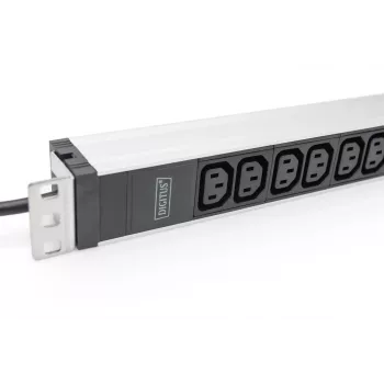 DIGITUS 1U aluminiowa PDU do montażu w szafie rack 12x C13 16A 230VAC 50/60Hz wtyczka bezpieczna