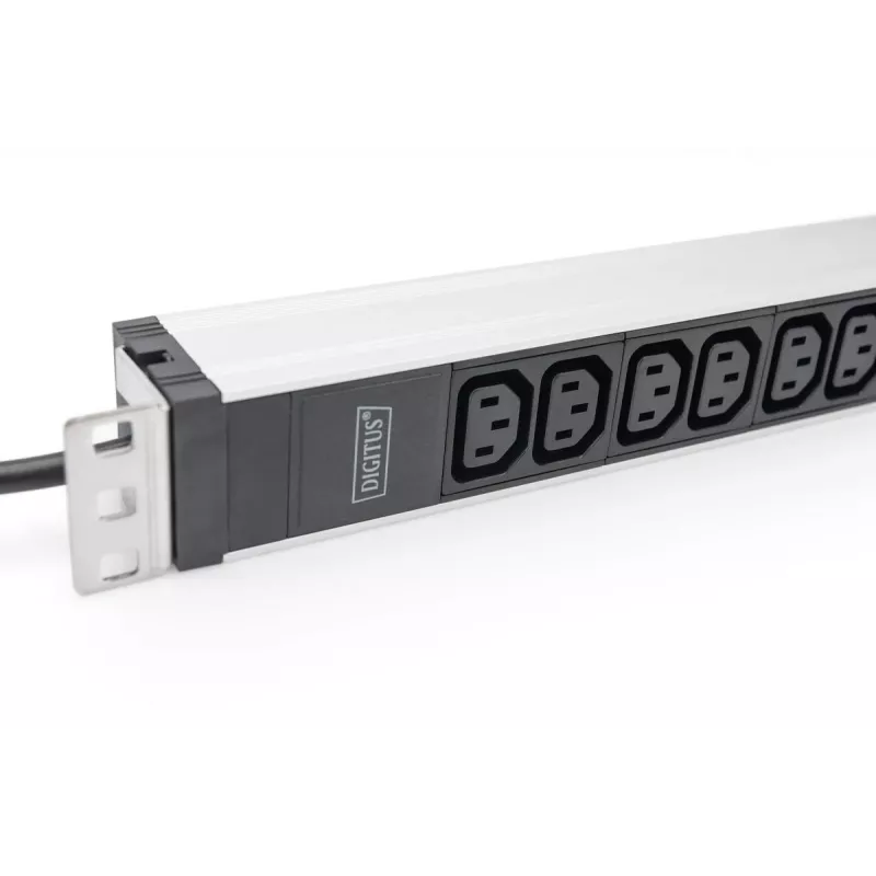 DIGITUS 1U aluminiowa PDU do montażu w szafie rack 12x C13 16A 230VAC 50/60Hz wtyczka bezpieczna