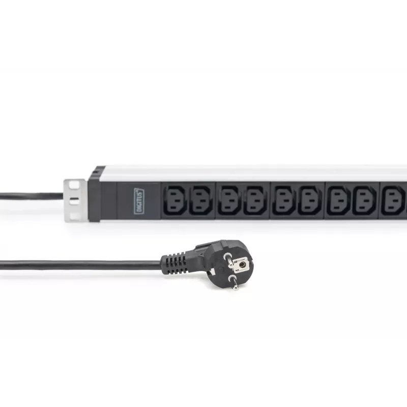 DIGITUS 1U aluminiowa PDU do montażu w szafie rack 12x C13 16A 230VAC 50/60Hz wtyczka bezpieczna