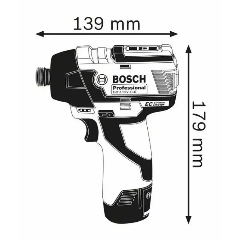 Bosch 0 601 9E0 005 klucz udarowy 1/4 cala 3100 RPM 110 N⋅m czarny, niebieski 12 V