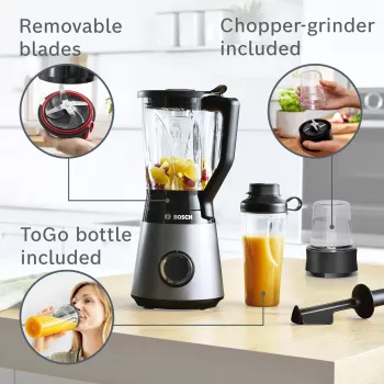 Blender stołowy Bosch Serie 4 MMB6177S 1,5 L 1200 W Czarny, Srebrny