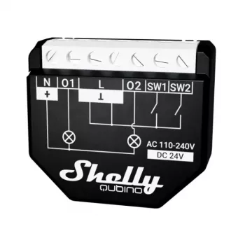 Inteligentny przełącznik Shelly WAVE 2PM Czarny (Shelly) — bezprzewodowy Z-Wave, 16 A, 110–240 V, 868,4 MHz