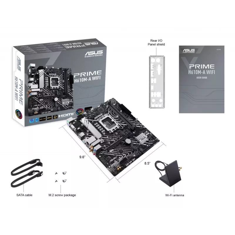 Płyta główna ASUS PRIME H610M-A WIFI — Intel H610, LGA 1700, micro ATX, DDR5, 2x DIMM, Wi‑Fi 5, audio 7.1