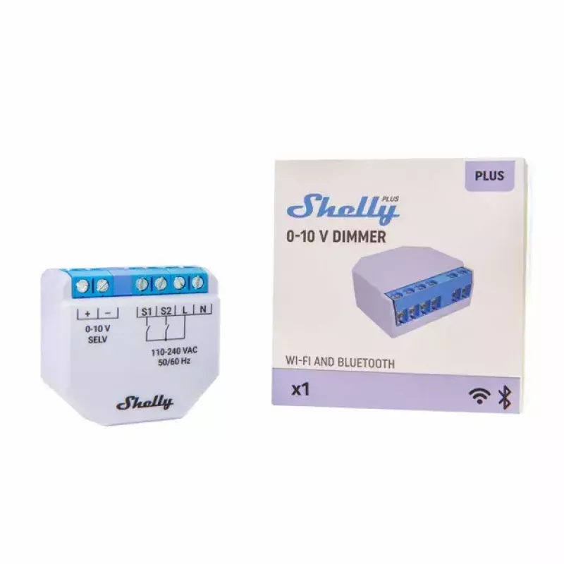 Dimmer Shelly Plus 0-10V wbudowany niebiesko-szary sterowanie bezprzewodowe 110-240V