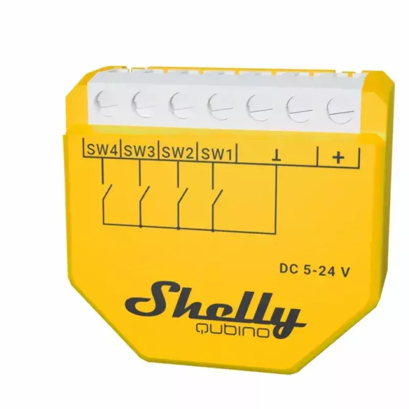 Bezprzewodowy inteligentny przełącznik Shelly Qubino Wave i4 DC żółty 5-24V