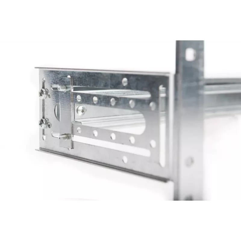 Uchwyt na szynę DIN DIGITUS, 4U, 178x483x223 mm, ocynkowany, w zestawie szyna DIN, regulowana głębokość i wysokość