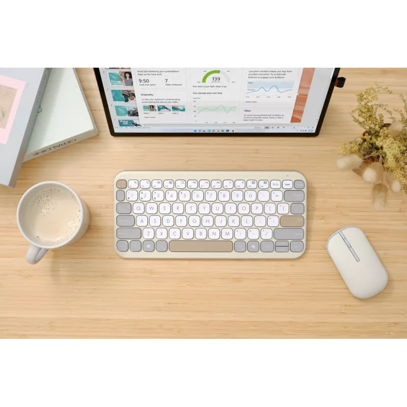 Klawiatura ASUS Marshmallow KW100 Bezprzewodowa Bluetooth QWERTZ Beżowo-Szaro-Biała