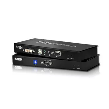 Przedłużacz KVM ATEN USB DVI z audio i RS-232 (60 m), Nadajnik i odbiornik, Przewodowy, 60 m, Cat5, Cat5e, 1920 x 1200 pikseli, 1920 x 1200, 1024 x 768