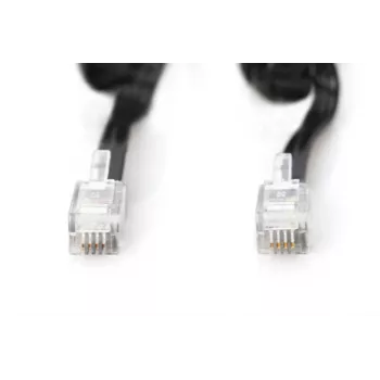 Przewód połączeniowy DIGITUS UAE, RJ10 2,00 m, CU, 4x7x0,12 mm, nieekranowany, M/M, płaski, helikalny, czarny