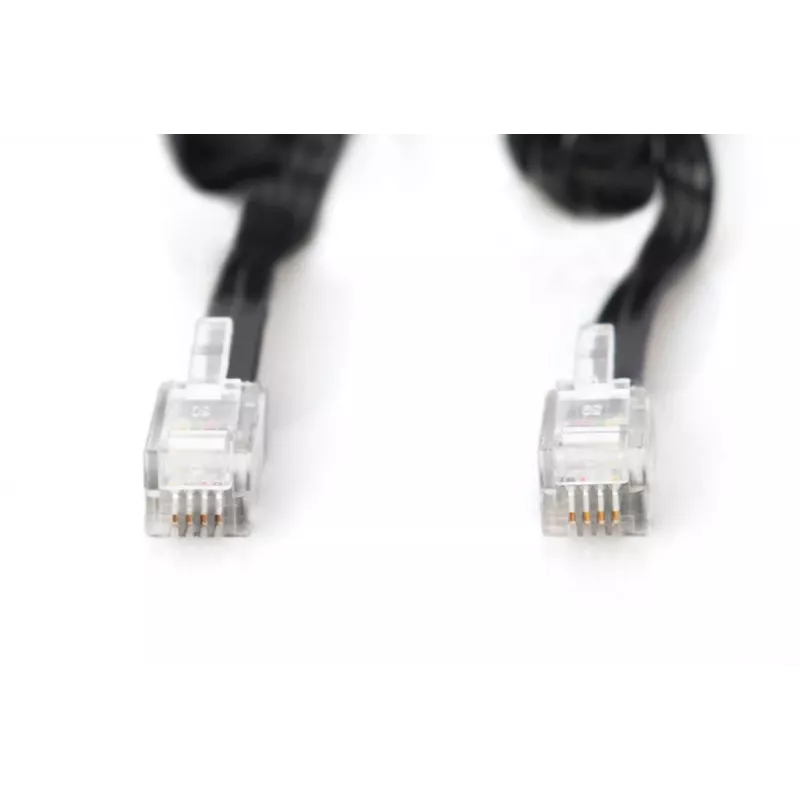 Przewód połączeniowy DIGITUS UAE, RJ10 2,00 m, CU, 4x7x0,12 mm, nieekranowany, M/M, płaski, helikalny, czarny