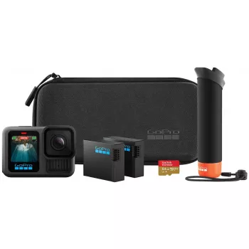 Kamera akcji GoPro HERO13 Black Bundle — 5.3K Ultra HD, 27,6 MP CMOS, 240 kl./s, 2,27-calowy LCD, 2-krotny zoom cyfrowy, dźwięk stereo WAV