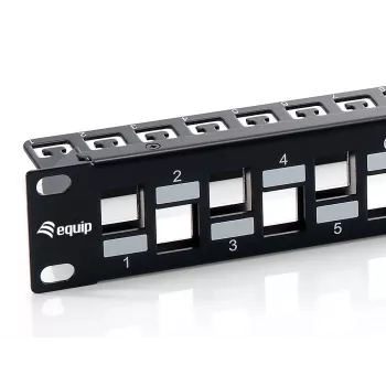 Equip 24-Port Keystone Cat.6A Shielded Patch Panel, Czarny