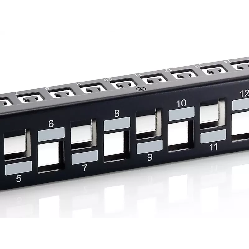 Equip 24-Port Keystone Cat.6A Shielded Patch Panel, Czarny