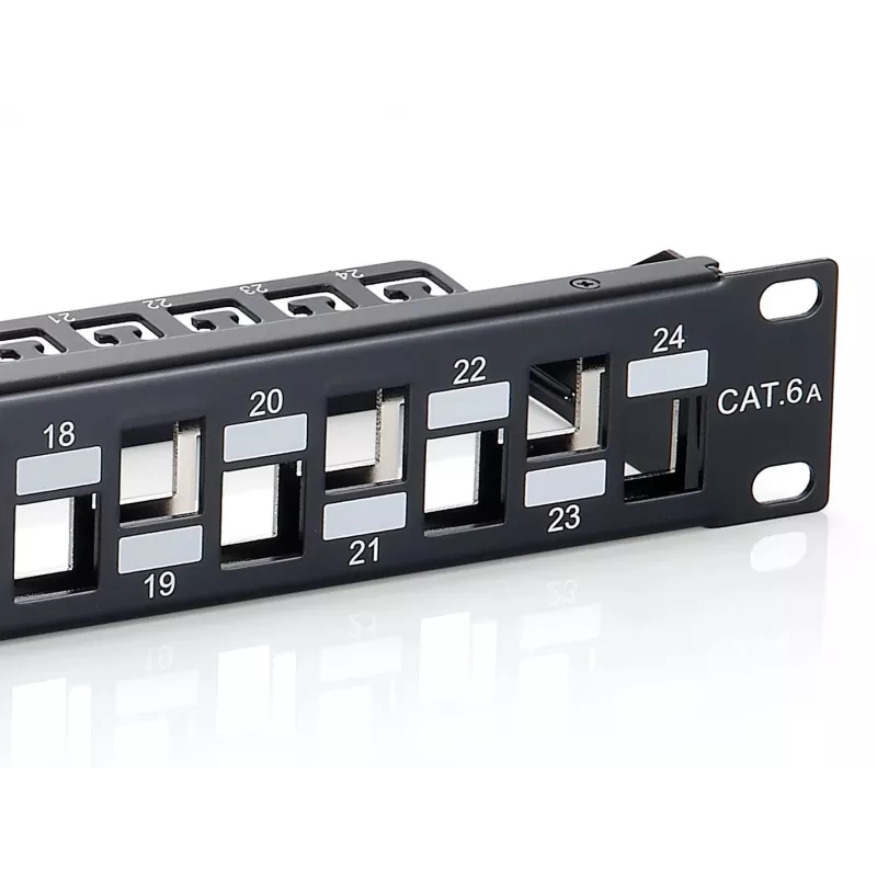Equip 24-Port Keystone Cat.6A Shielded Patch Panel, Czarny