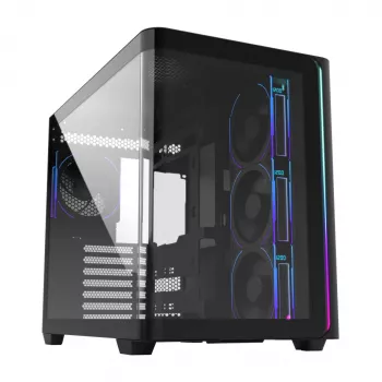 Obudowa FSP M580-BP Plus Midi Tower mITX, mATX Czarna ARGB, Midi Tower, PC, Czarny, ATX, micro ATX, Mini-ITX, Szkło, SPCC, 16 cm