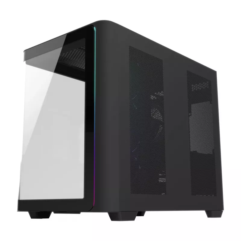Obudowa FSP M580-BP Plus Midi Tower mITX, mATX Czarna ARGB, Midi Tower, PC, Czarny, ATX, micro ATX, Mini-ITX, Szkło, SPCC, 16 cm