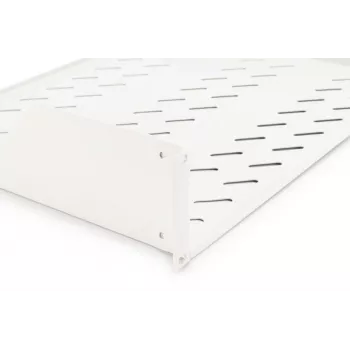 DIGITUS 2U stała półka wentylowana do montażu w szafie rack, kolor szary (RAL 7035), do 25 kg, 85x483x350 mm