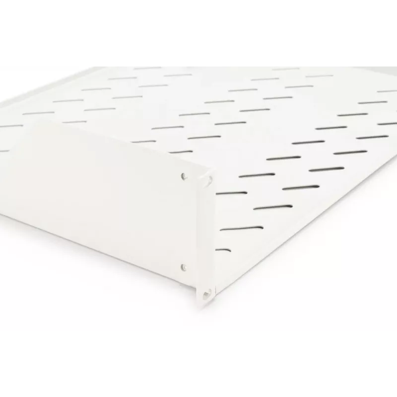 DIGITUS 2U stała półka wentylowana do montażu w szafie rack, kolor szary (RAL 7035), do 25 kg, 85x483x350 mm