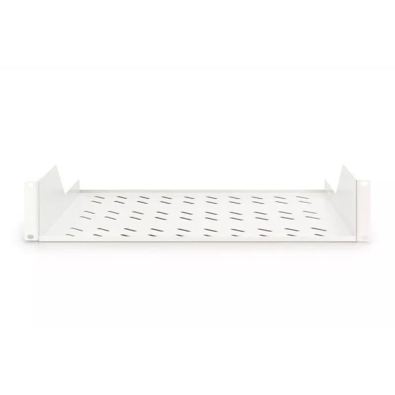 DIGITUS 2U stała półka wentylowana do montażu w szafie rack, kolor szary (RAL 7035), do 25 kg, 85x483x350 mm
