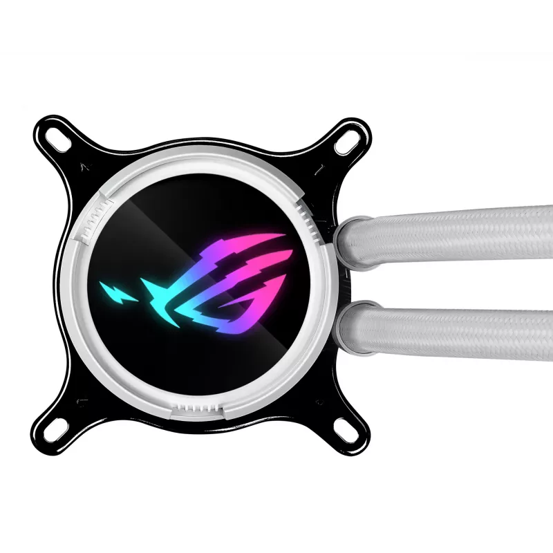Zestaw chłodzenia cieczą ASUS ROG Strix LC III 360 ARGB biały Edition — chłodnica 360 mm, 3 wentylatory ARGB 120 mm, wyświetlacz LCD, miedziana podstawa