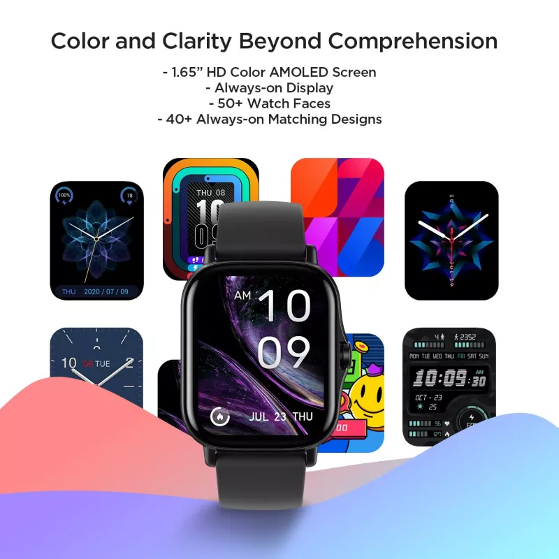 Amazfit GTS 2 4,19 cm (1,65 cala) AMOLED 43 mm Cyfrowy 348 x 442 pikseli Ekran dotykowy Czarny Wi-Fi GPS (satelitarny)