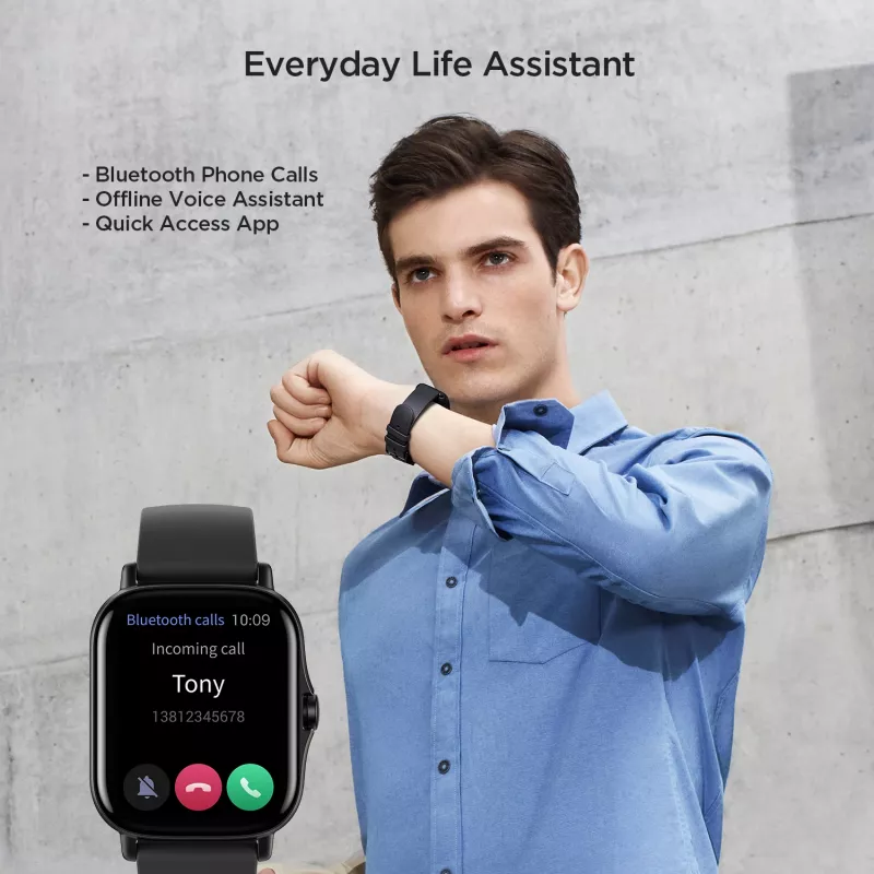 Amazfit GTS 2 4,19 cm (1,65 cala) AMOLED 43 mm Cyfrowy 348 x 442 pikseli Ekran dotykowy Czarny Wi-Fi GPS (satelitarny)