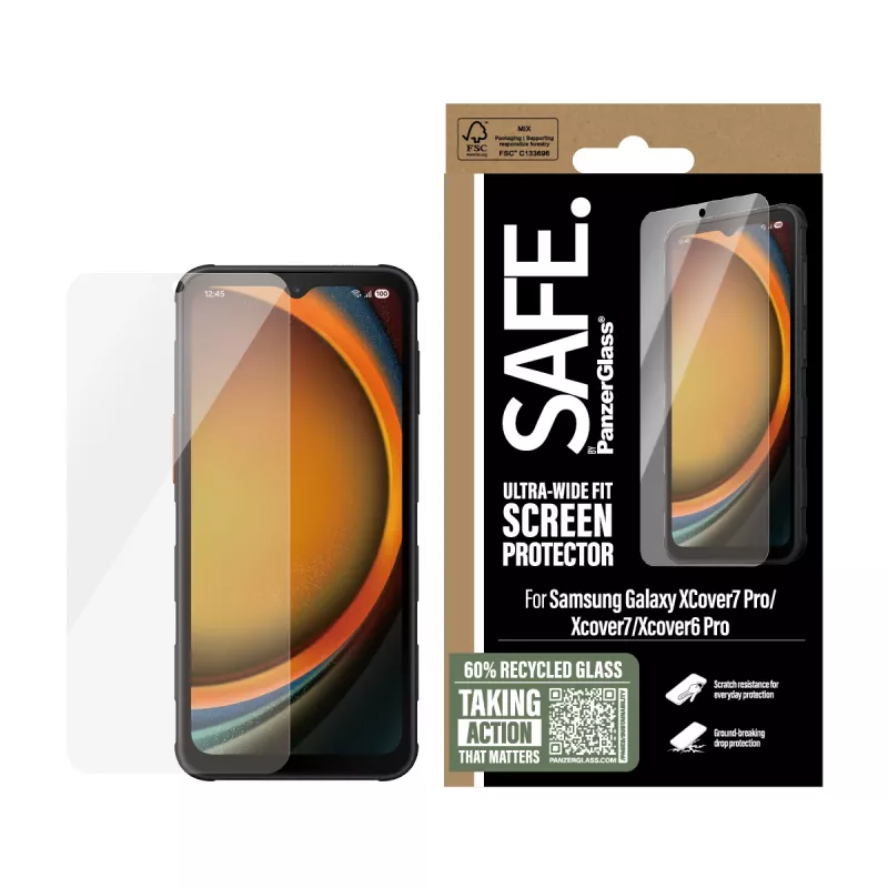 PanzerGlass SAFE. by ® ochrona ekranu Samsung Galaxy Xcover7 Pro | Xcover7 | Xcover6 Pro | Ultra-Wide Fit